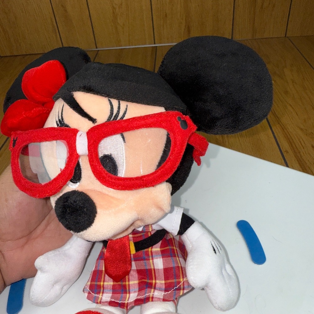 Disney Parks Minnie Mouse Nerd Plush With Glasses Hipster School Girl - Picture 2 of 15